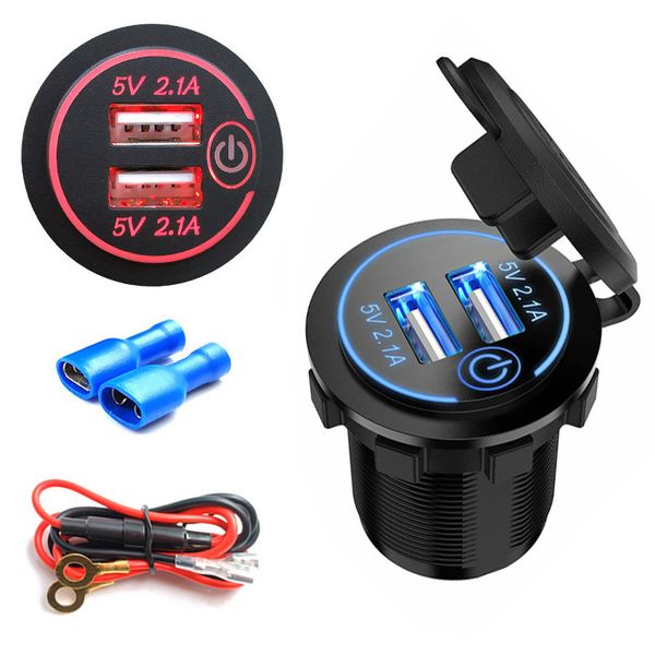 

dc 12v-24v car cigarette lighter socket dual usb car charger adapter 4.2a for phone mp3 dvr accessories