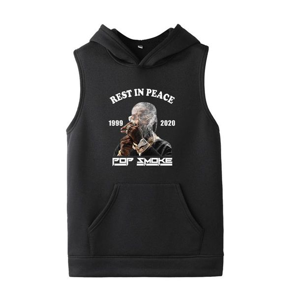 

дизайнерские толстовки хип-хоп без рукавов круглый вырез мальчики кофты письмо печатные rip свободные мужская одежда мужская pop smo, Black