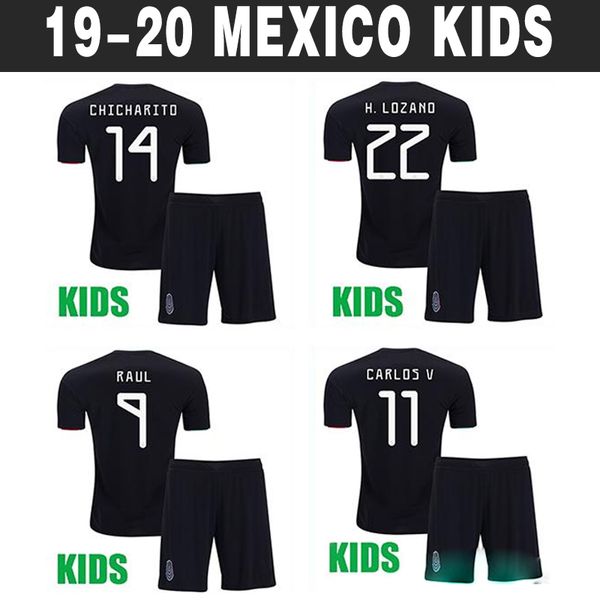 

2019 mexico kids soccer jerseys chicharito lozano chucky boys gold cup football shirts uniform youth g dos santos child camisetas de futbol, Black