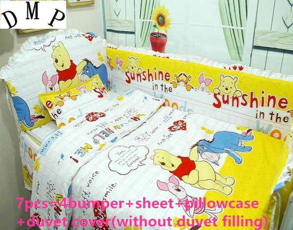 

discount 6/7pcs baby cot set bedding crib for baby sheets comforter quilt cover bumper,120*60/120*70cm