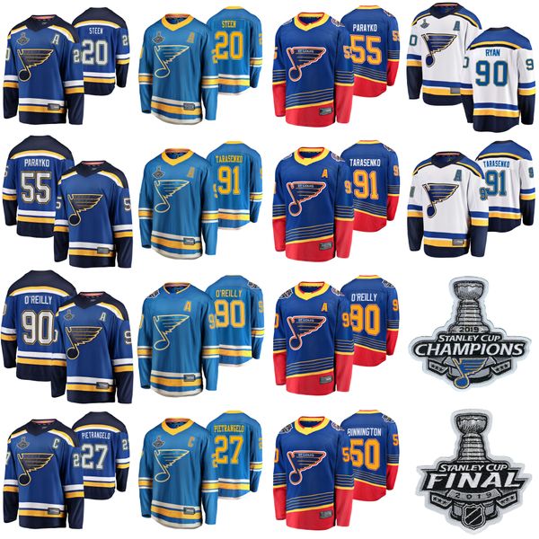 

2019 stanley cup final чемпионов сент-луис блюз хоккей джерси тарасенко джерси binnington пьетранджело александр стин стич, Black;red