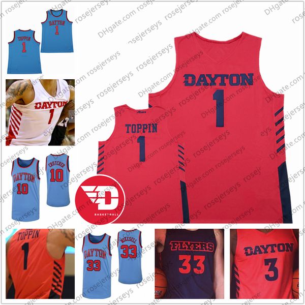 College Basketball indossa volantini Dayton personalizzati 2020 Maglia da basket retrò 1 Obi Toppin 10 Jalen Crutcher 33 Ryan Mikesell Men Youth