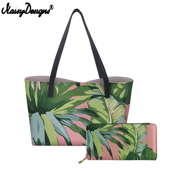 

tropical leaf print handbag with wallets sets women shopping travel shoulder bag custom bags for daily office use dropshipping