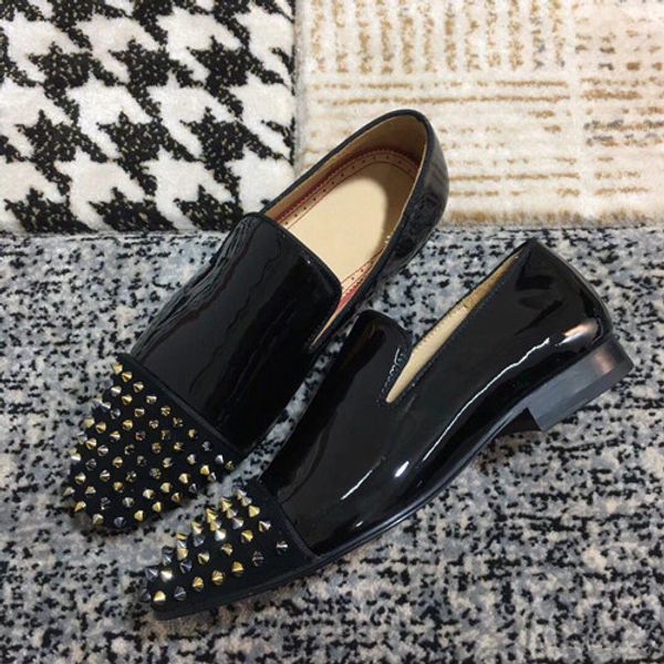 

черная замша с шипами мокасины обувь роскошный красный нижний оксфорд прогулки джентльмен красная подошва досуг квартиры eu35-46, Red;white