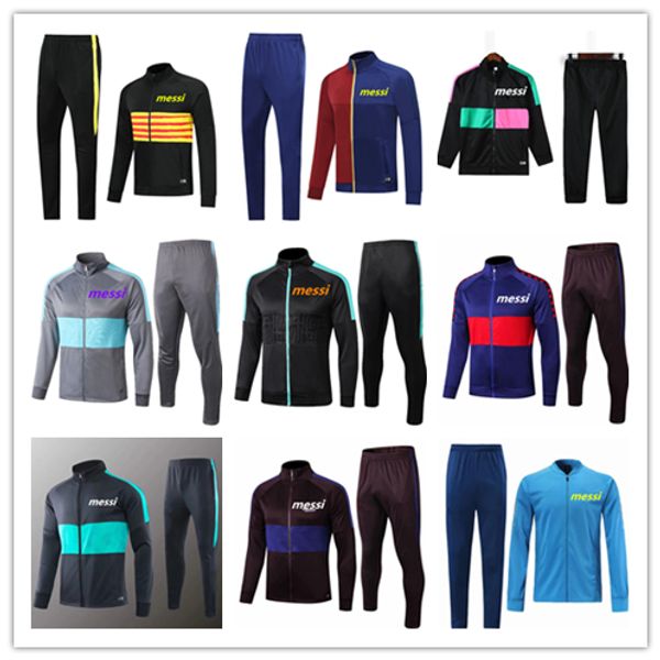 

2019 2020 messi soccer tracksuit jacket 19 20 chaqueta de fÃºtbol suarez iniesta pique coutinho full zipper tracksuit, Black