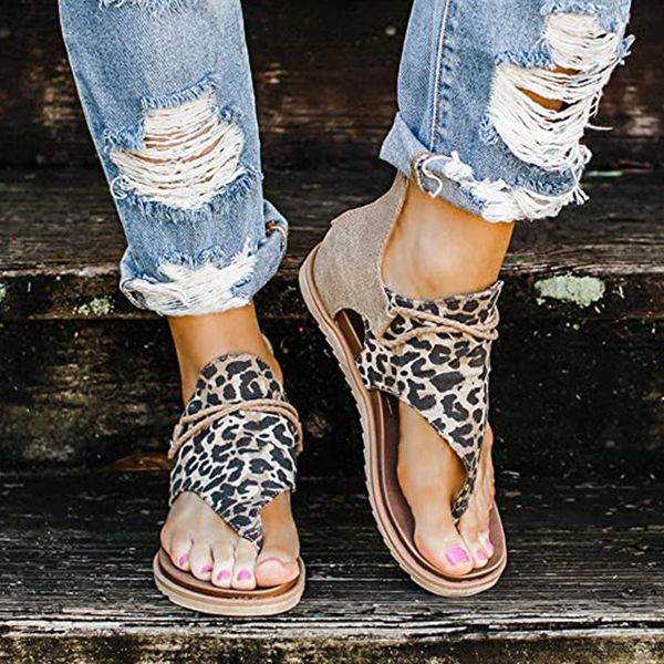 

Floopi Sandals for Women Cute Open Toe Wide Elastic Design Summer Sandals Comfy Faux Leather Ankle Straps W/Flat Sole Memory Foam 07