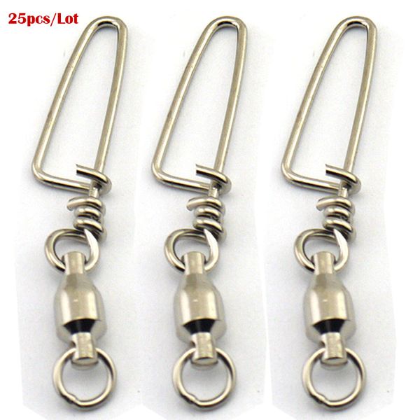 

25pcs/lot fishing swivels snap rolling swivel connector ball bearing curve type pin stainless steel fishing tackle tool sets