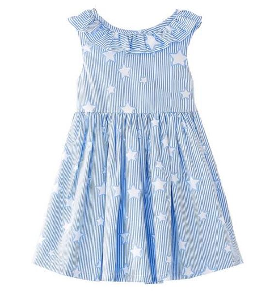 

Exquisite Girl Kids Designer Clothing Summer Ruffler Collar Stars Print sleeveless Design high quality 100%cotton baby kids Princess dress
