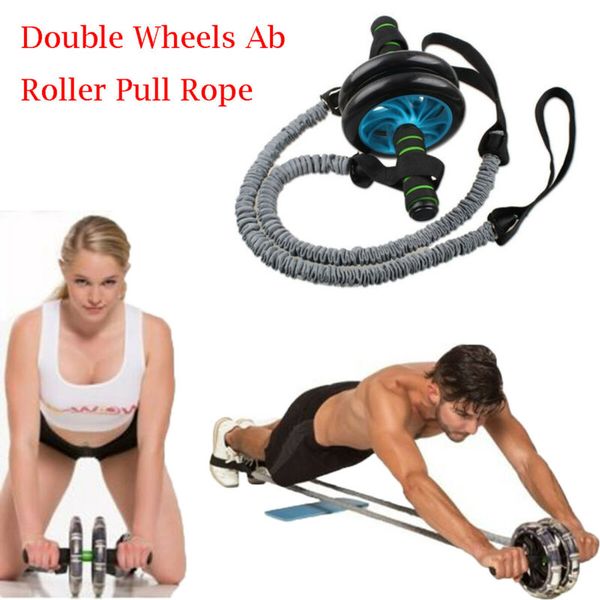 

training equipment double wheels ab roller pull rope waist fitness abdominal slim