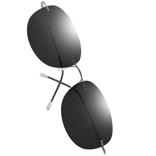 

titanium polarized sunglasses round rimless polaroid brand gafas men oval sun glasses sunglasses for men women, White;black
