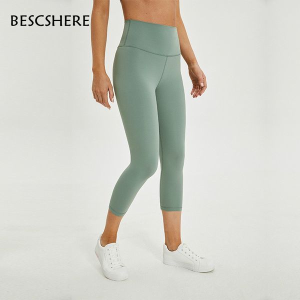 

bescshere 2.0 versions naked-feels plain athletic fitness cpari yoga pants women yoga sport pants gym workout running leggings, White;red