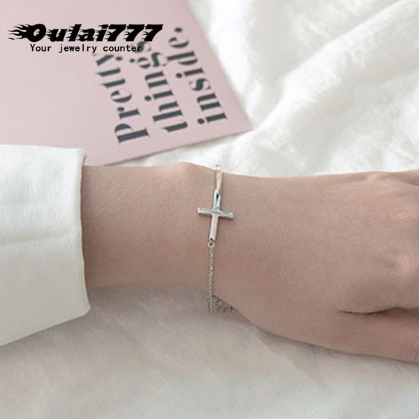 

oulai777 silver cross bracelet womens stainless steel bracelet adjustable bracelets for women fashion jewelry 2020 chain on hand, Golden;silver