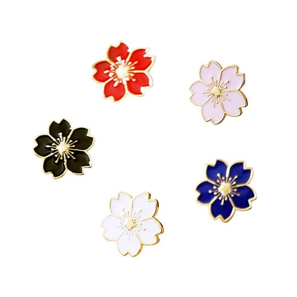 

5 style charm enamel pin brooch flower cherry blossom daisy brooches for women jackets badge accessories couple jewelry, Gray