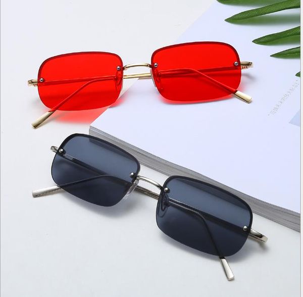 

new european and american fashion elliptical sunglasses half-frame fashion men's and women's sunglasses anti-blue light, White;black