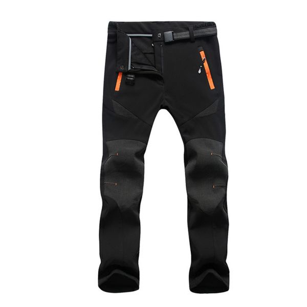

2019 new winter men hiking pants outdoor softshell trousers waterproof windproof thermal for camping ski climbing rm139, Black