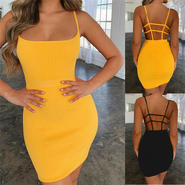 

women summer bodycon backless strappy dress evening party mini dress, Black;gray
