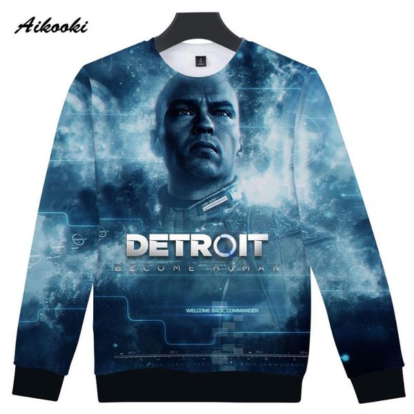 

aikooki become human sweatshirt 3d men/women cotton 3d hoodies sweatshirt brand design boys/girls capless tracksuits, Black