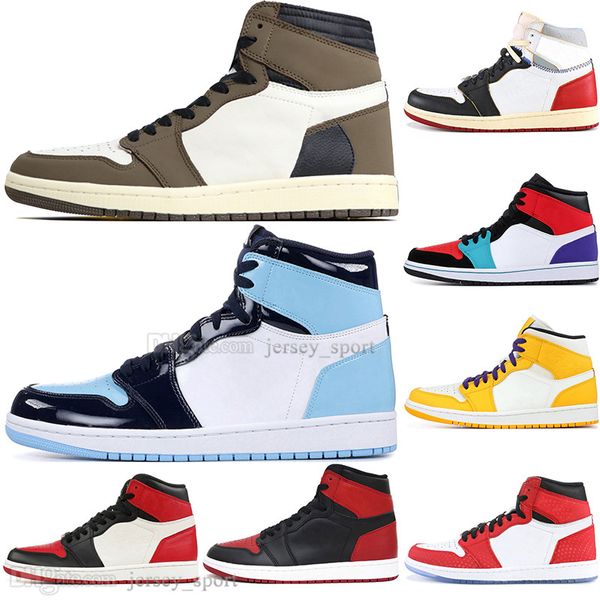 

luxury 1 high og travis scotts cactus jack unc spiderman mens basketball shoes 1s 3 banned bred toe men sports designer sneakers outdoor, White;red