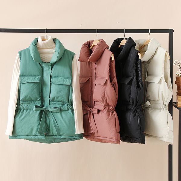 

back season vest woman short fund vest 2019 student down cotton woman waistcoat loose coat, Black;white