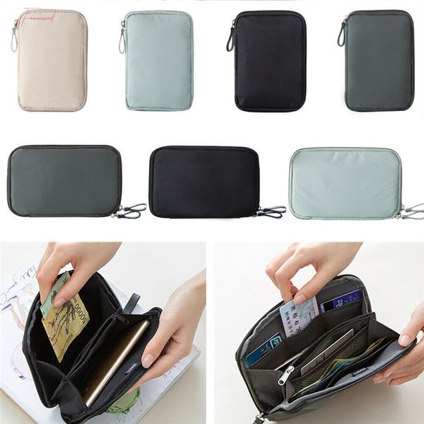 

women men new travel wallet passport phone card holder waterproof document case casual plain wallet money bag solid, Red;black
