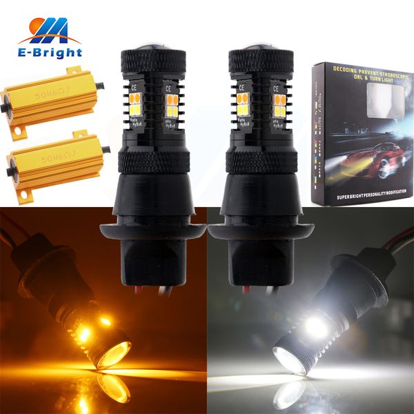 

3sets (6pcs) сигнал лампа 1156 py21w bau15s 3156 t20 7440 двойного цвет белых янтарный 3030 16 smd резистор автомобиль 12v водить включите с