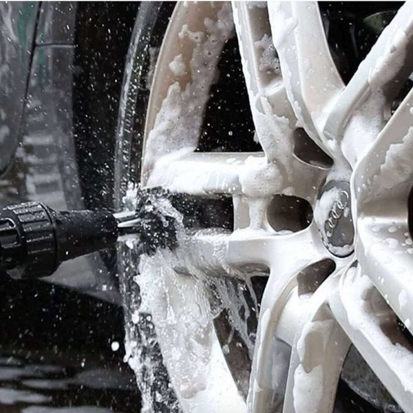 

car handle washing brush clean tools water-driven rotating cleaning brush for car motorcycle bicycle wheel tire rim