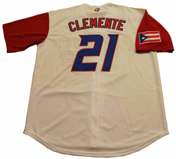 

Roberto Clemente jersey #21 Puerto Rico World Classic Baseball Jersey White S-3XL