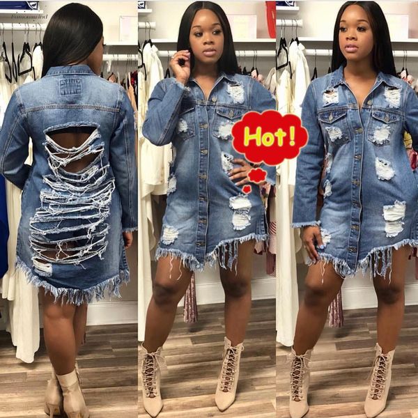 

for denim jackets new vintage casual coat female jean outerwear women coats broken fashion hole plus size g3p7, Black;brown