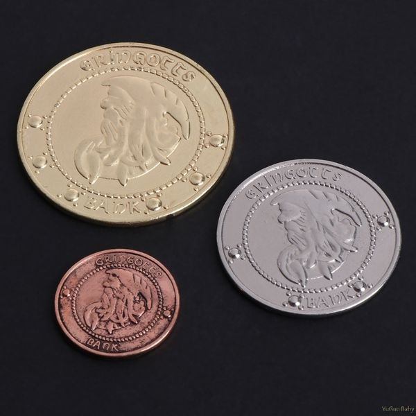 

2018 meaningful 3pcs/set hogwart gringotts bank coin wizarding world galleons sickles knutes noncurrent coin boxing ring