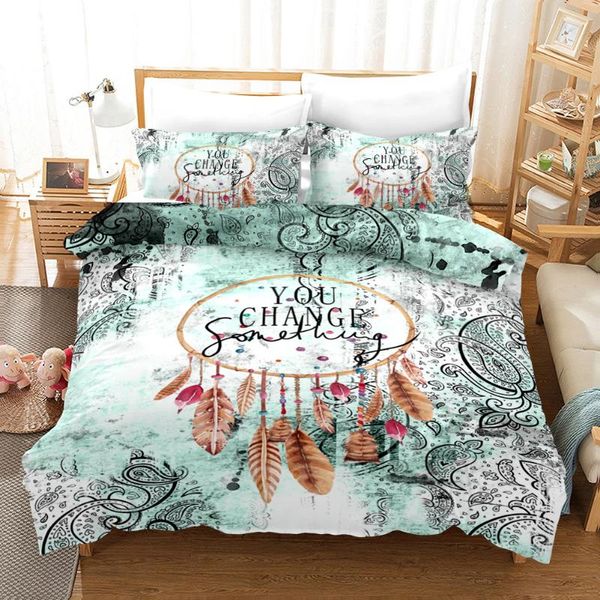 

3d dreamcatcher print bedding set duvet covers pillowcases one piece comforter bedding sets bedclothes bed linen 06