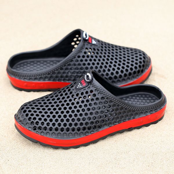 

2019 men shoes beach casual men's slippers hollow out casual couple beach sandal flip flops shoes non-slide male slippers, Blue;gray