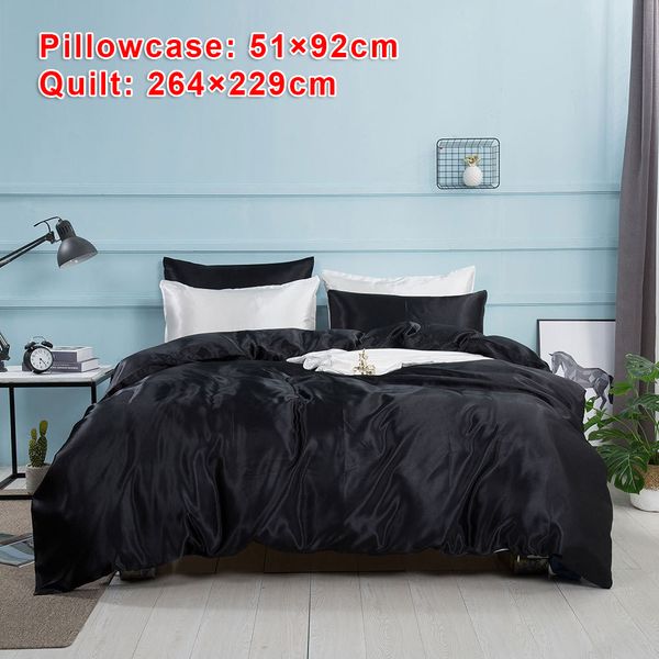 

3pcs/set quilt cover+pillowcases satin silk imitation bedding set duvet quilt cover pillow cases decor high quality