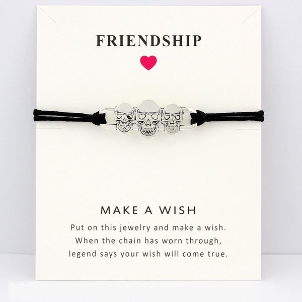

skull skeleton mask key eiffel tower bow arrow daisy charm card bracelets women men girl boy jewelry gift many styles choose, Golden;silver