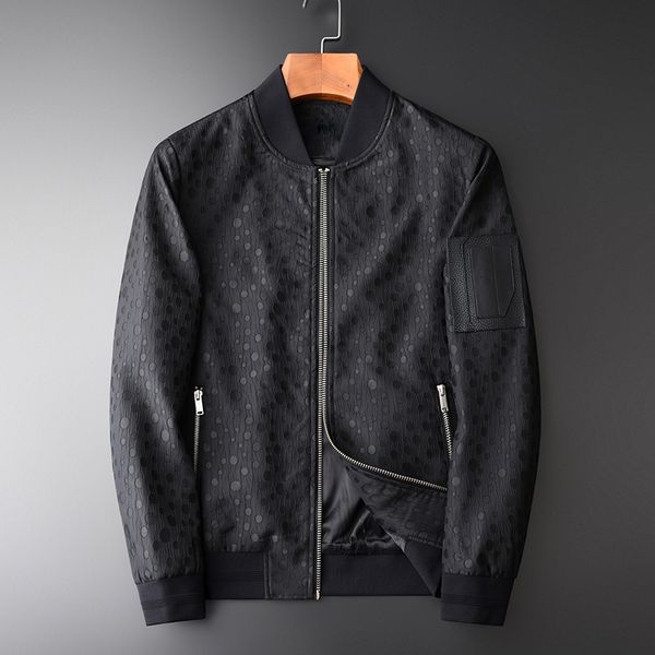 

polka dot male jacket luxury fold fabric baseball collar mens jackets and coats fashion black slim fit man jackets m-4xl, Black;brown
