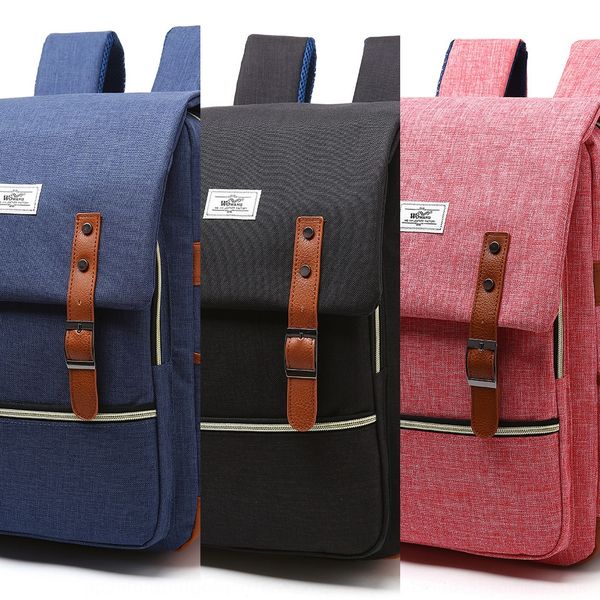 

solid color student bag nylon computer bag computer outdoor leisure backpack travel backpack male