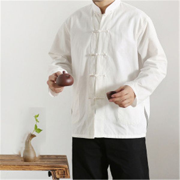 

chinese style jacket mandarin collar tai chi uniform hanfu traditional chinese clothing for men retro blouse qipao, Red