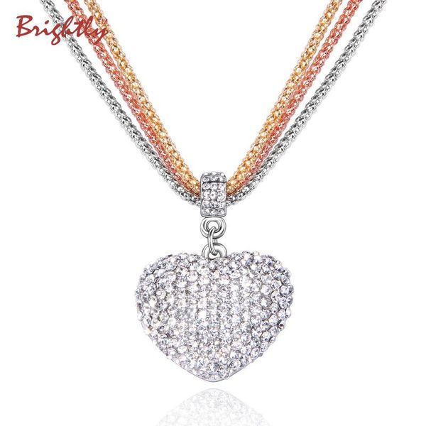 

brightly love heart pendant necklaces triple popcorn chain necklaces for women valentine's day gift, Silver