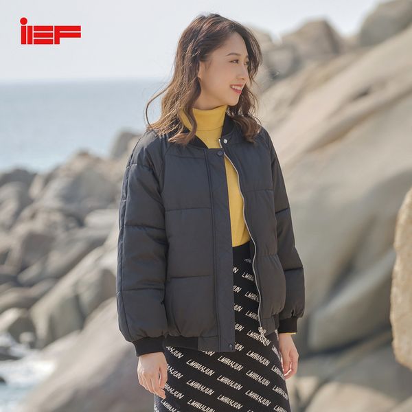 

ief winter and spring slim fashion causal short-style cotton coat women parka solid color streetwear women jacket 9s13a-d01, Black