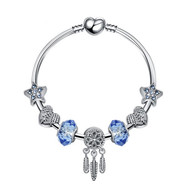 Stränge Charm magische Perlen blaue Perlen Armband Feder Anhänger DIY Zubehör Großhandel