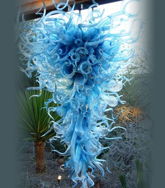 

european foyer blue lamps blown led large chandeliers lightings modern art decor murano glass chandelier lighting