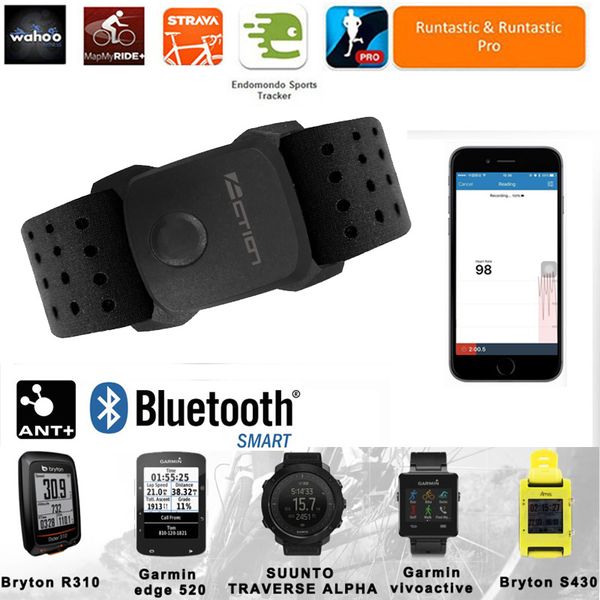 

bluetooth 4.0 ant+ action waterproof heart rate monitor hand strap fitness smart sensor compatible garmin bryton for gym o