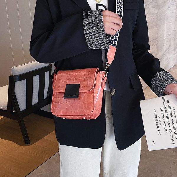 

spring 2020 small bag women's new tide old satchel wide shoulder strap single shoulder fashion small square bag