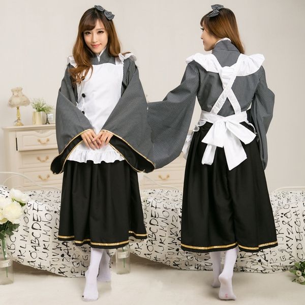 

cosplay japanese anime suit love live september sr anime costumes costumes & cosplay long kimono long sleeve maid dress, Black