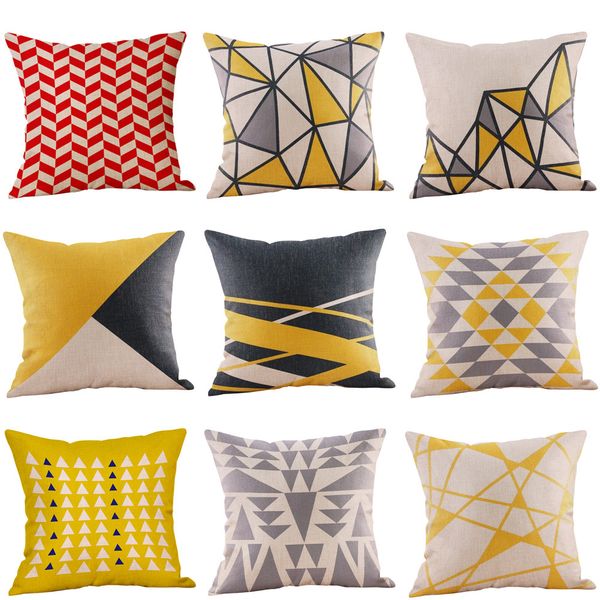 

geometric linen hug pillowcase mustard pillow case yellow geometric fall autumn cushion cover decorative 7#p7