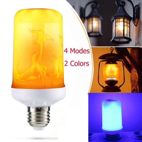 

4 modes led flame lamp flicker flame fire effect e27 led simulated light bulb 3w