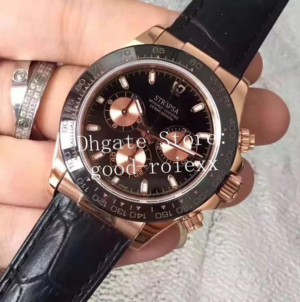 

роскошные мужские автоматические часы eta 7750 с хронографом мужская кожа 116508 116598 золото 116528 116518 часы 116515 116505 valjoux cosm, Slivery;brown