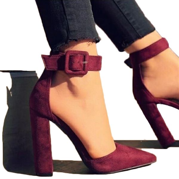 

fashion ladies high heels female zapatos mujer pointed toe pumps women shoes woman party ankle strap pump summer sandals 789, Black