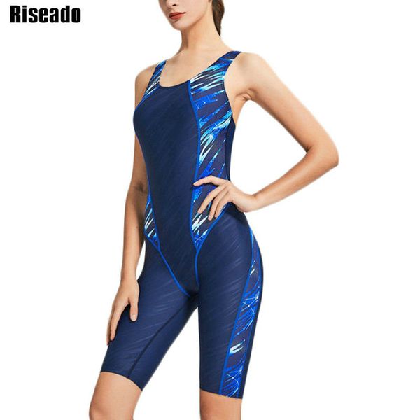 

riseado one piece купальники 2020 купальники спорт женщины racer назад competitive swim wear boyleg лоскутная плавательные костюмы для женщи, White;black