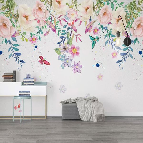 

custom mural wallpaper 3d hand-painted flowers wall painting living room kids bedroom home decor wall papers papel de parede 3 d