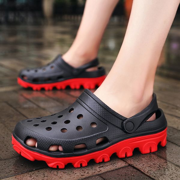 

2020 summer sandals for beach sports women men's slip-on shoes slippers female male crocks crocse water mules d048, Black